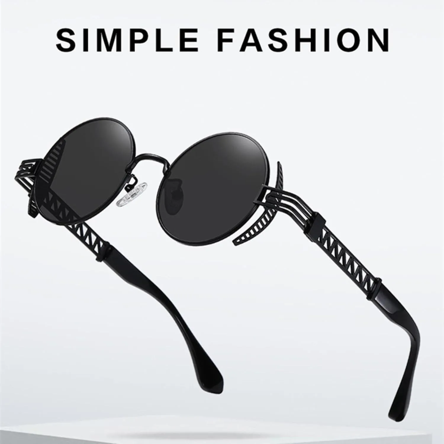 Retro Round Punk Sunglasses Women Fashion Clear Mirror Shades Uv400 Men Unique Hollow Metal Sun Glasses