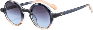 Retro Round Punk Women Sunglasses Fashion Double Color Gradient Uv400 Men Trending Rivets