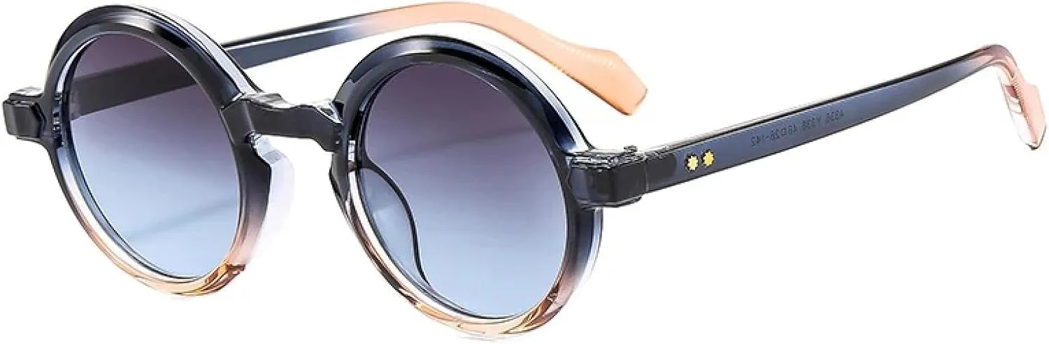 Retro Round Punk Women Sunglasses Fashion Double Color Gradient Uv400 Men Trending Rivets