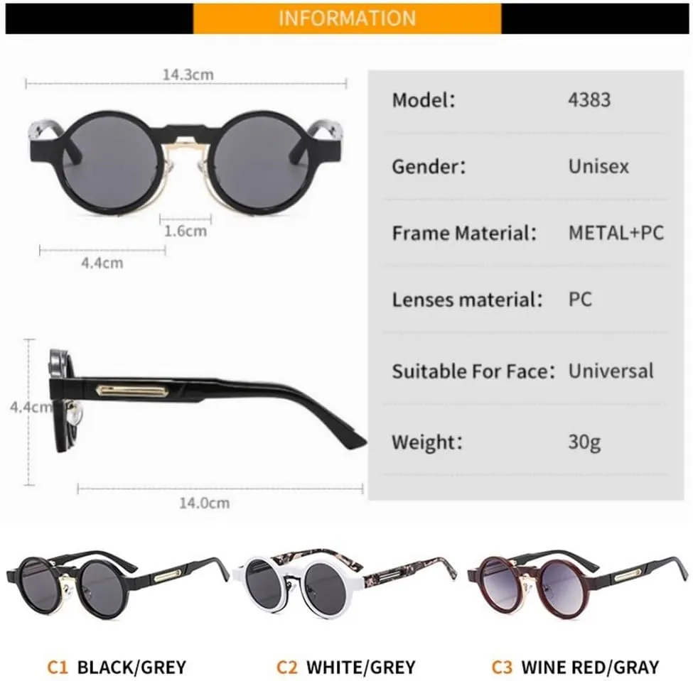 Retro Round Sunglasses For Women Men Punk Driving Fashion Sun Glasses Colorful Shades UV400 Female Male Eyeglasses