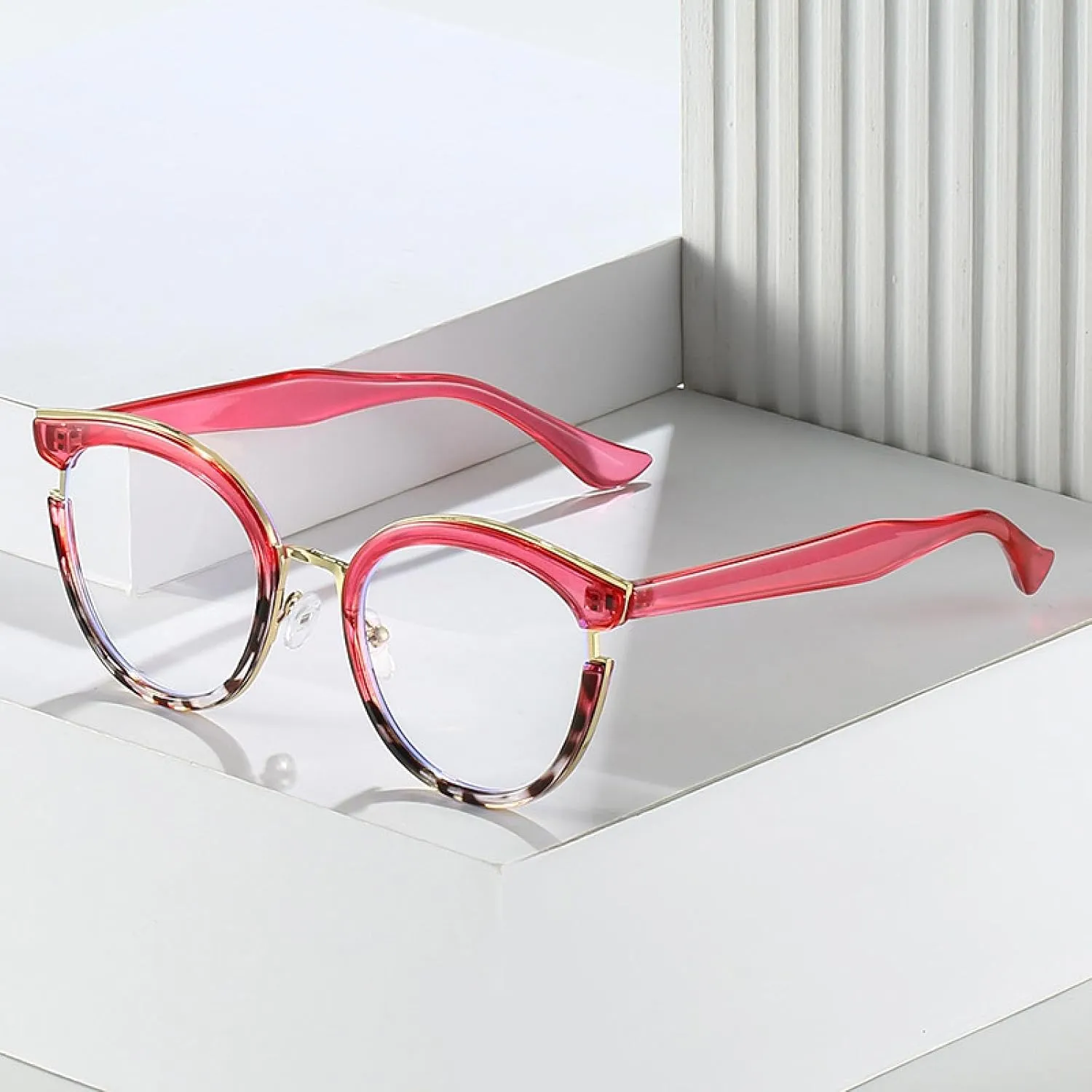 Retro Round Women Spring Hinge Glasses Frame Fashion Clear Eyewear Men Cat Eye Leopard Frame
