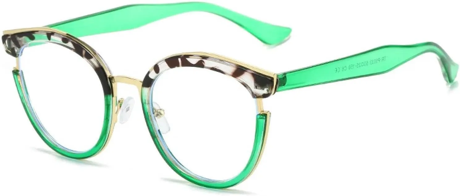 Retro Round Women Spring Hinge Glasses Frame Fashion Clear Eyewear Men Cat Eye Leopard Frame