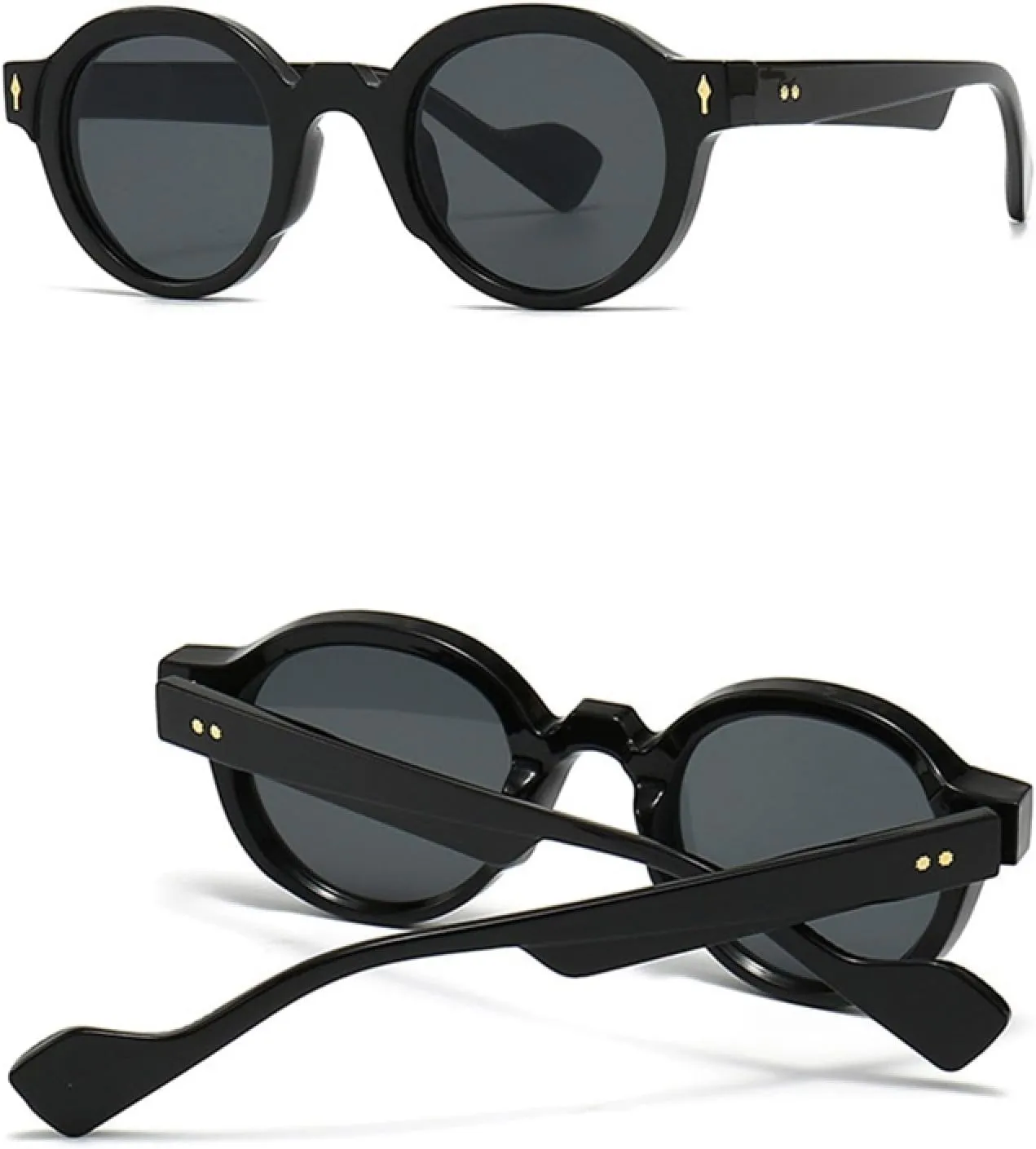 Retro Round Women Sunglasses Shades Uv400 Fashion Punk Rivets Men Gradient Shades Uv400 Sun Glasses