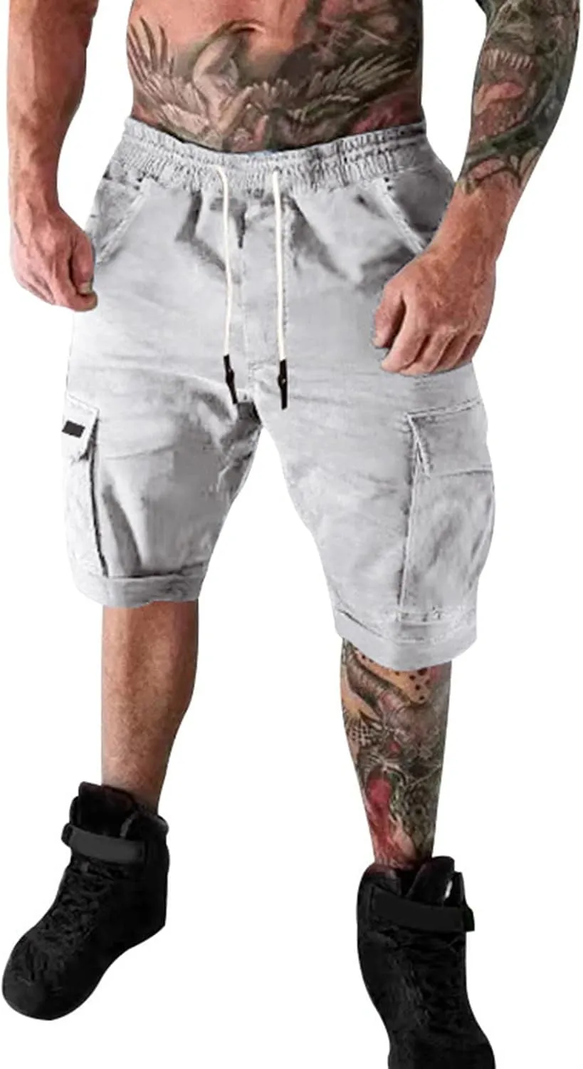 RTRDE Men's Shorts Summer Casual Outdoors Patchwork Pockets Overalls Sport Tooling Shorts Pants Men