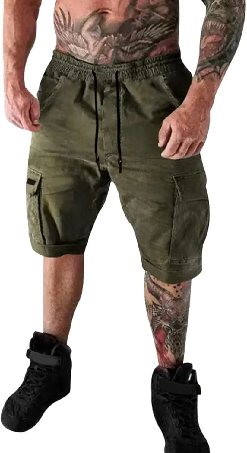 RTRDE Men's Shorts Summer Casual Outdoors Patchwork Pockets Overalls Sport Tooling Shorts Pants Men
