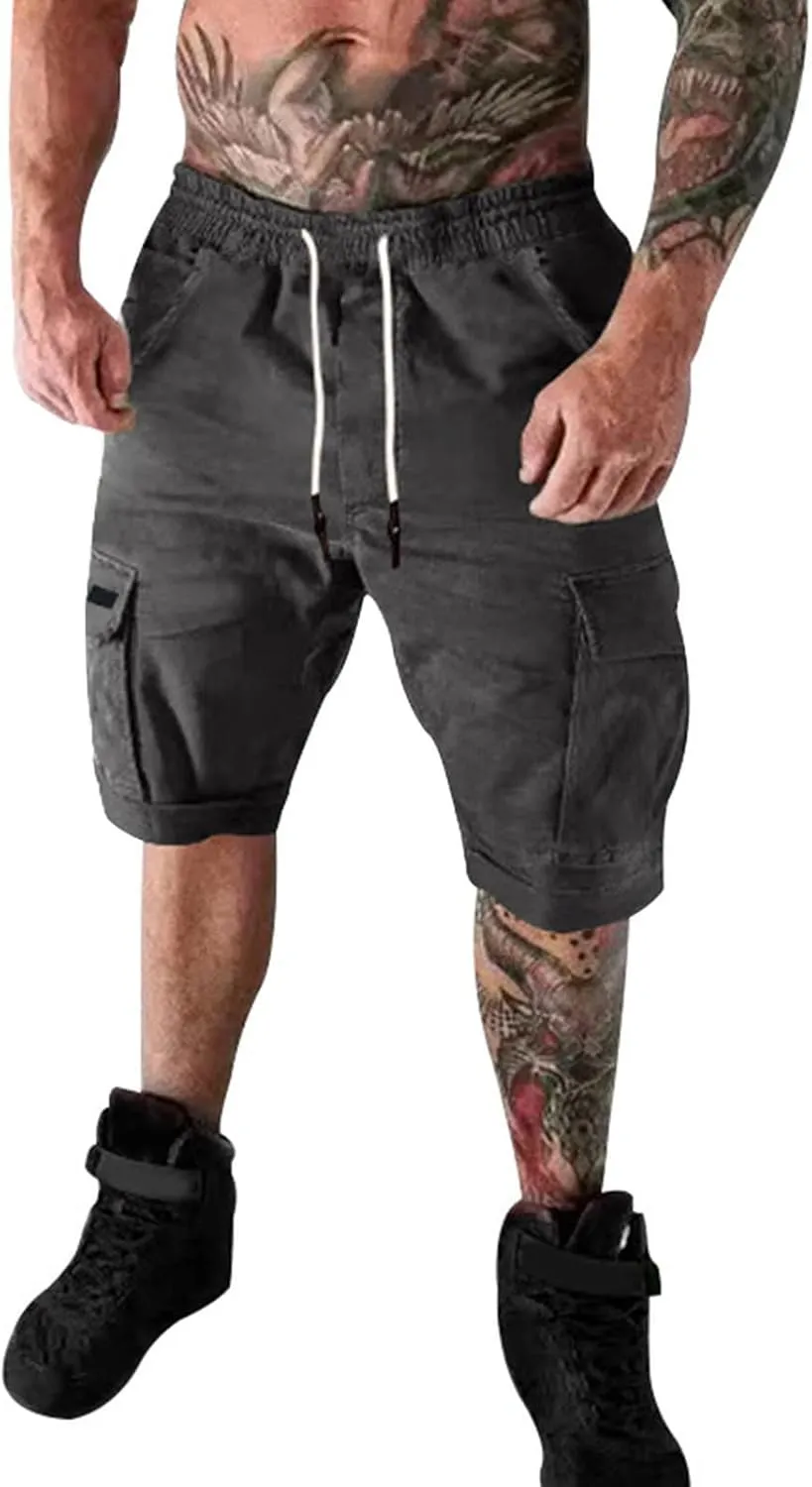 RTRDE Men's Shorts Summer Casual Outdoors Patchwork Pockets Overalls Sport Tooling Shorts Pants Men
