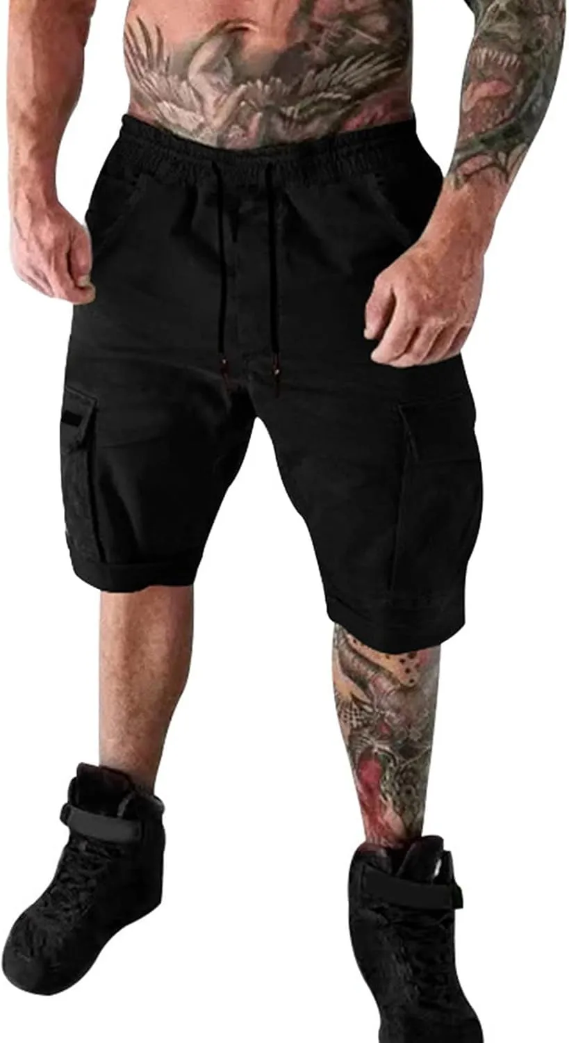 RTRDE Men's Shorts Summer Casual Outdoors Patchwork Pockets Overalls Sport Tooling Shorts Pants Men