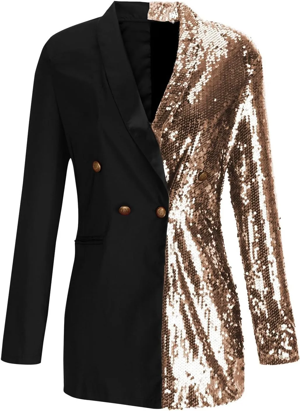 Sequin Blazer for Women Glitter Sparkle Open Front Blazer Casual Long Sleeved Slim Blazers Cardigan Coat Pocket