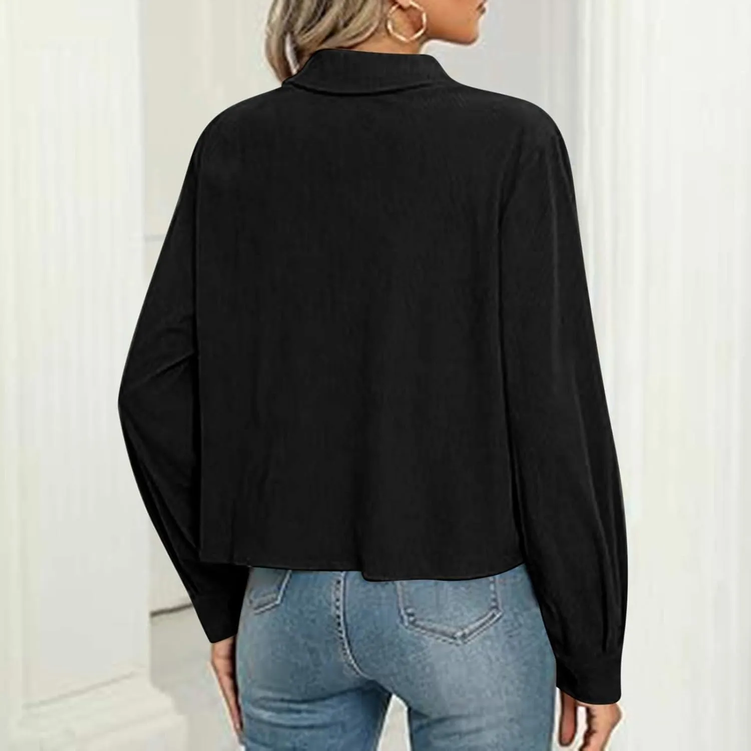 Shackets for Women 2024 Fashion Cropped Jackets Corduroy Button Down Crop Shackets Tops Long Sleeve Trendy Shirts