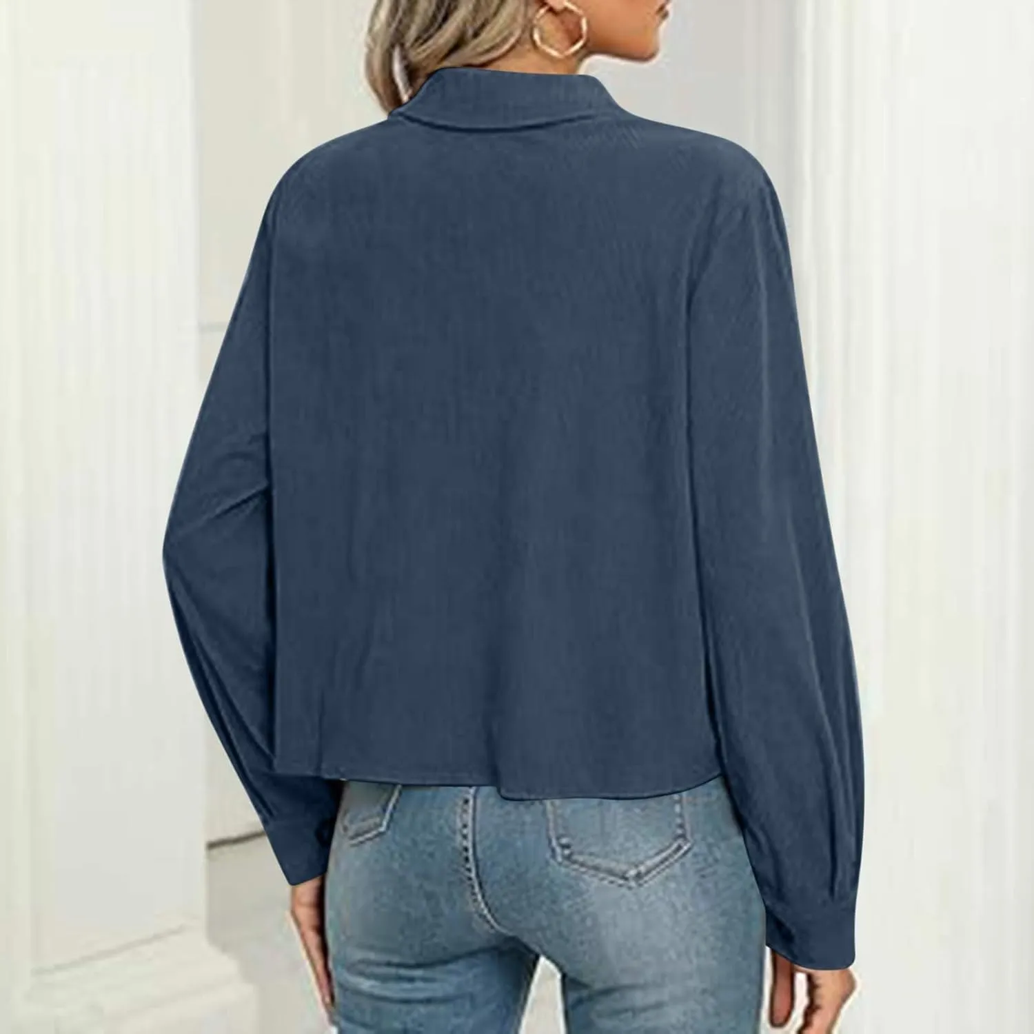 Shackets for Women 2024 Fashion Cropped Jackets Corduroy Button Down Crop Shackets Tops Long Sleeve Trendy Shirts