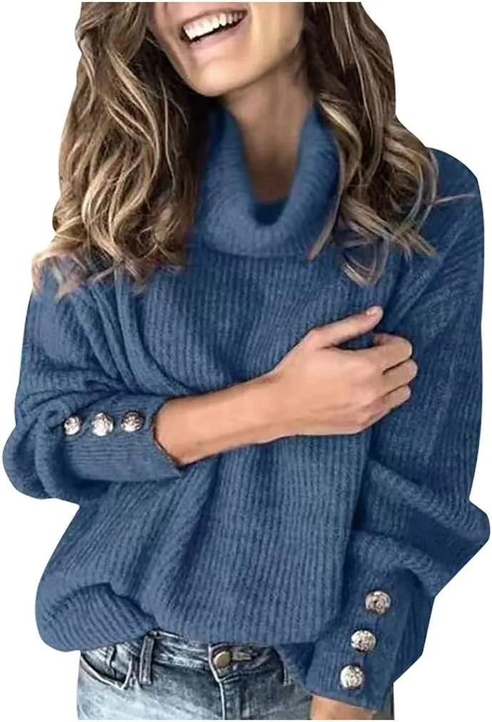 SHAOBGE Wool Trench Coat Women Tops Long Sweater Pullover Loose Women Sleeve Button Knitted plus Size Sweater Dress for