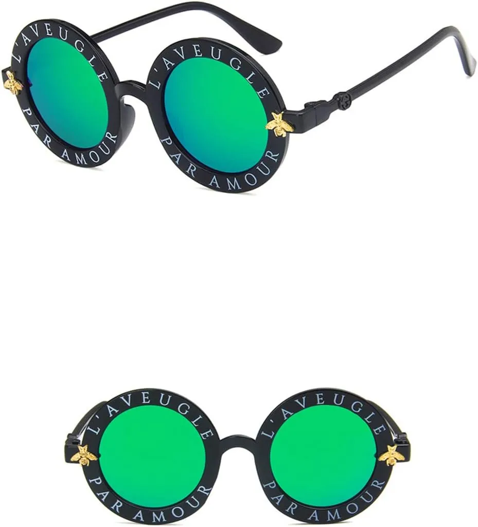 Shiratori Unisex Sunglasses Retro Bright Black Grey Drive Holiday Round Non-Polarized UV400