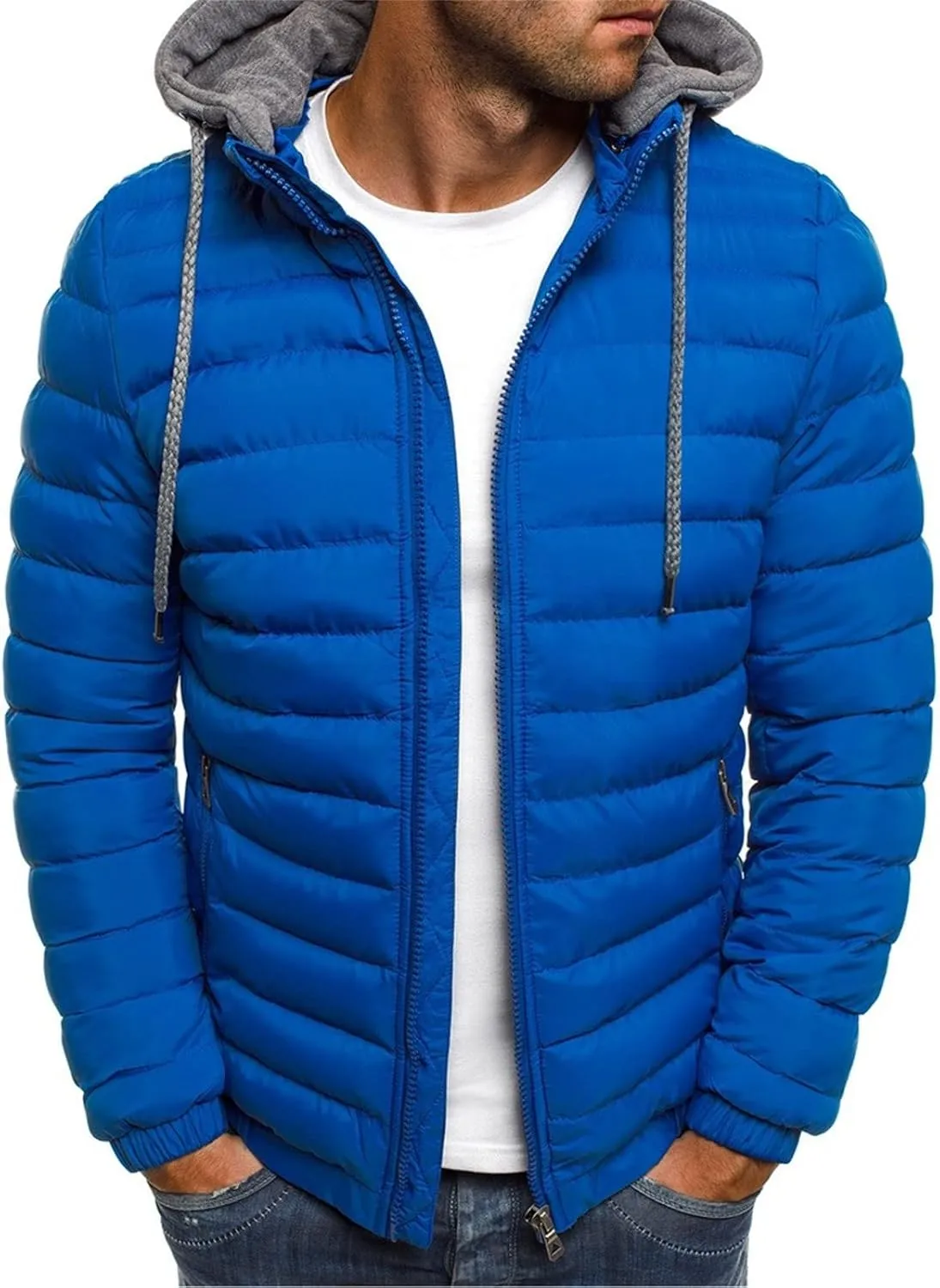 SHOPESSA Men Fleece Lined Windbreaker Hooded Lightweight Down Jacket Womens Winter Jacket 2023 Extreme Cold Weather Jacket