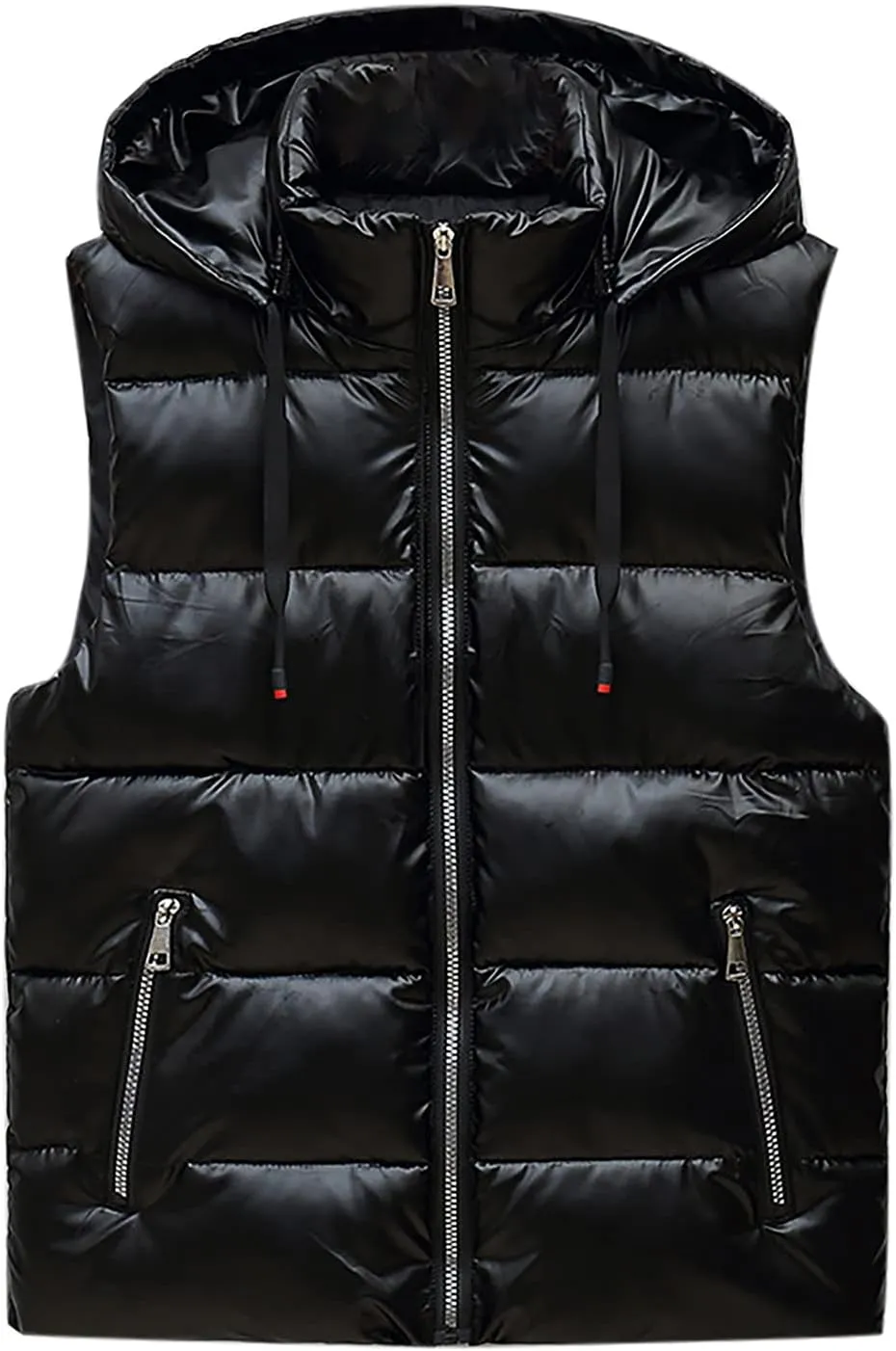 SHOPESSA Puffer Vest Women with Hood Bubble Down Jacket Zip up Sleeveless Puffer Coat Winter Outerwear for Women 2023