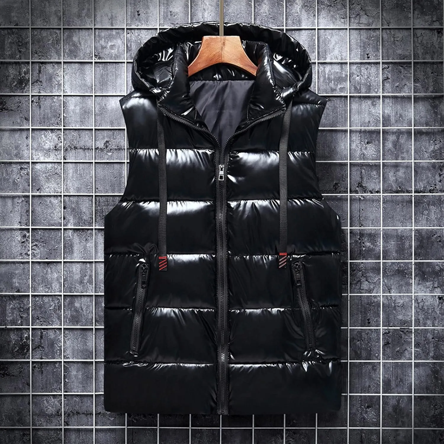 SHOPESSA Puffer Vest Women with Hood Bubble Down Jacket Zip up Sleeveless Puffer Coat Winter Outerwear for Women 2023