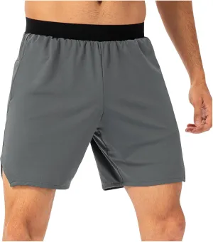 Shorts for Men Casual Sports Elastic Waist Solid Color Side Slit Shorts Fitness Workout Outdoor Shorts with Pockets