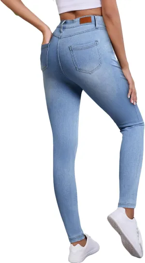 Sidefeel Jeggings for Women High Waisted Tummy Control Skinny Jeans Stretchy Butt Lifting Knit Denim Pants