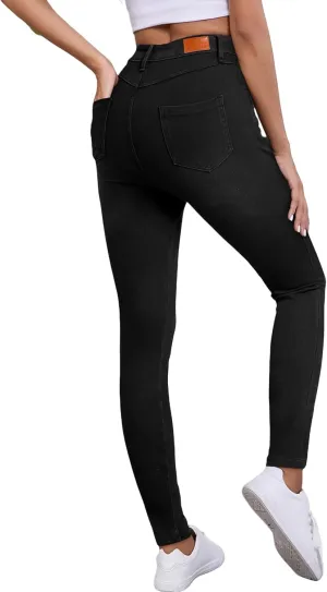 Sidefeel Jeggings for Women High Waisted Tummy Control Skinny Jeans Stretchy Butt Lifting Knit Denim Pants
