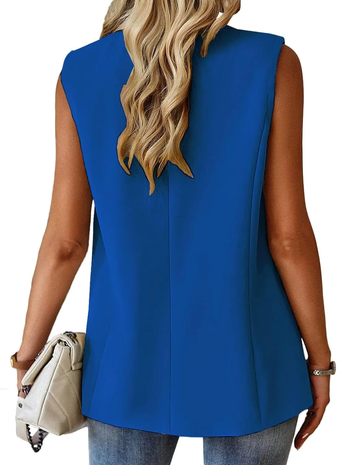 Sleeveless Blazer Vest for Women Business Casual Outfits Work Suit Vests Tops Fashion Blazer Waistcoat with Pockets