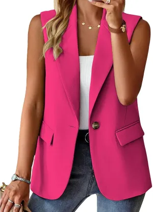 Sleeveless Blazer Vest for Women Casual Work Office Blazers Lightweight Vest Tops Open Front Summer Jacket Waistcoat
