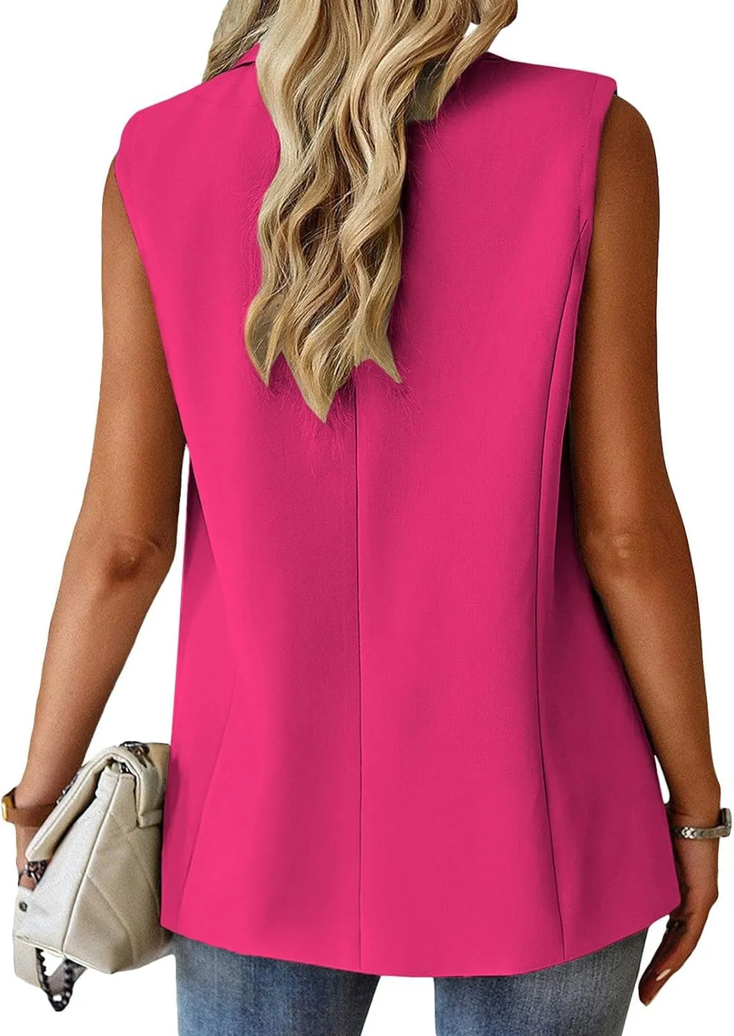 Sleeveless Blazer Vest for Women Casual Work Office Blazers Lightweight Vest Tops Open Front Summer Jacket Waistcoat