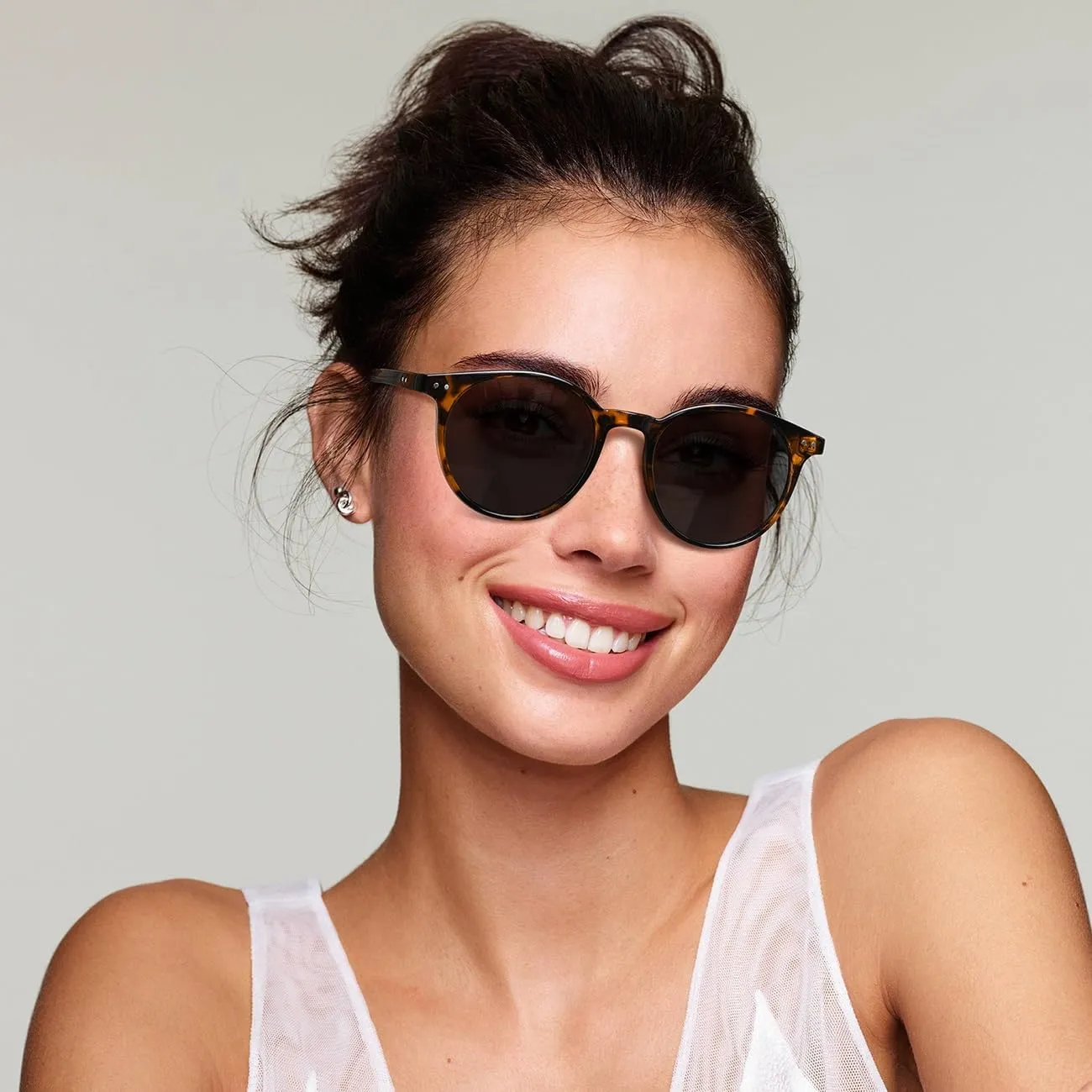 Small Round Polarized Sunglasses for Women Classic Vintage Style UV400 Protection(3 Pack)