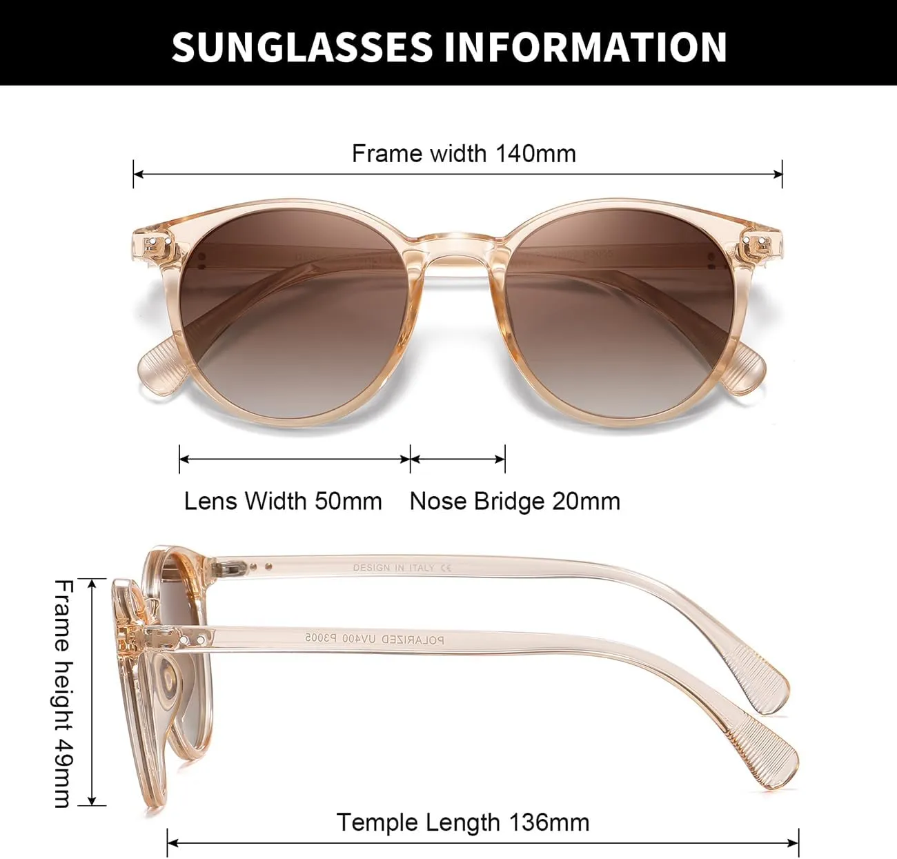 Small Round Polarized Sunglasses for Women Classic Vintage Style UV400 Protection(3 Pack)