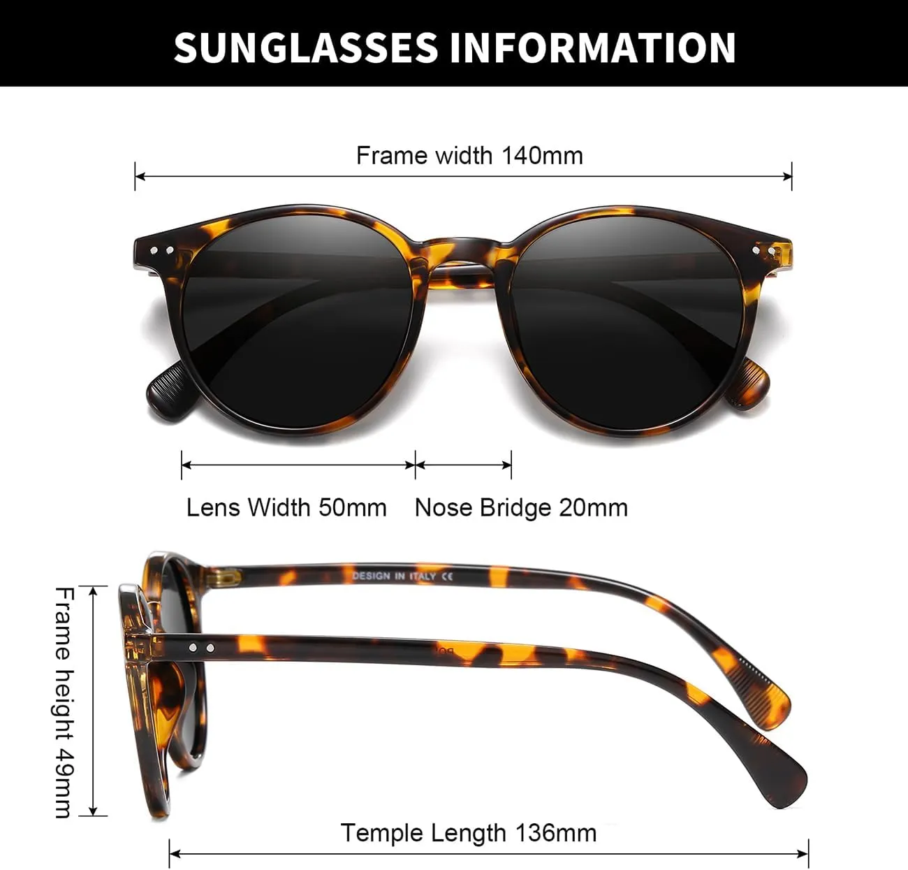 Small Round Polarized Sunglasses for Women Classic Vintage Style UV400 Protection(3 Pack)