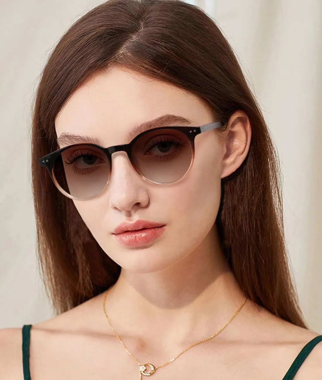 Small Round Polarized Sunglasses for Women Classic Vintage Style UV400 Protection(3 Pack)
