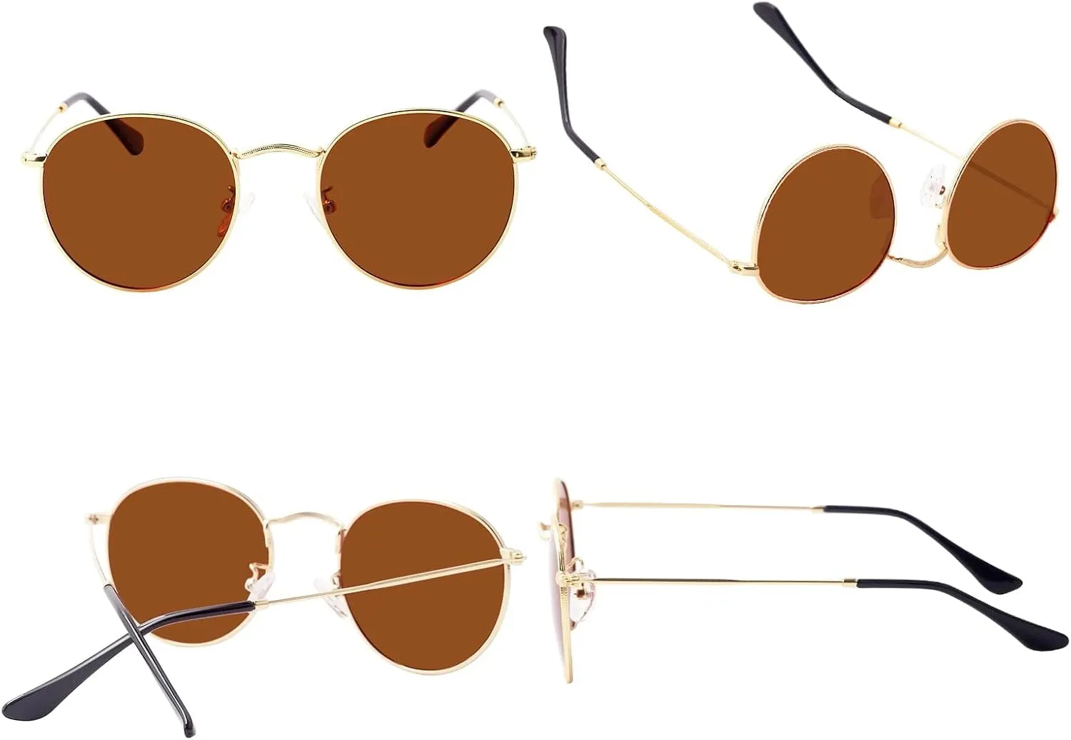Small Round Polarized Sunglasses Retro Men Women Mirrored Lens Metal Frame Circle Sun Glasses Shades