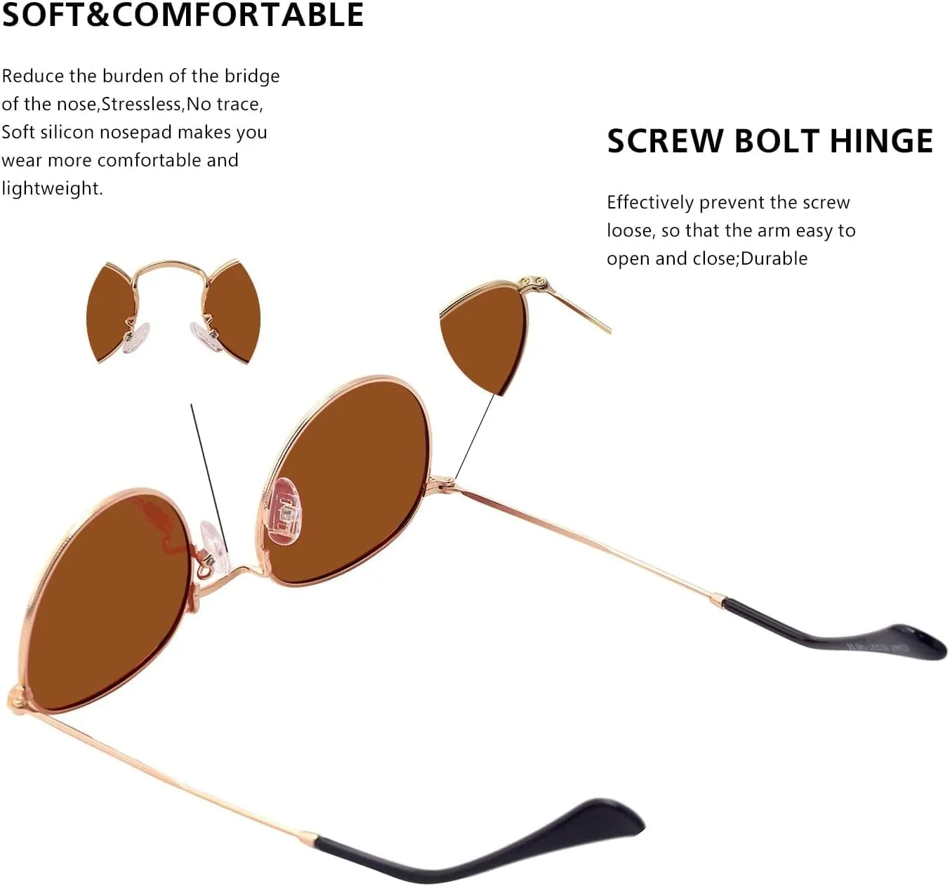 Small Round Polarized Sunglasses Retro Men Women Mirrored Lens Metal Frame Circle Sun Glasses Shades