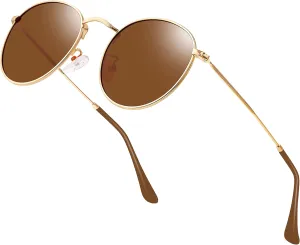 Small Round Polarized Sunglasses Retro Men Women Mirrored Lens Metal Frame Circle Sun Glasses Shades