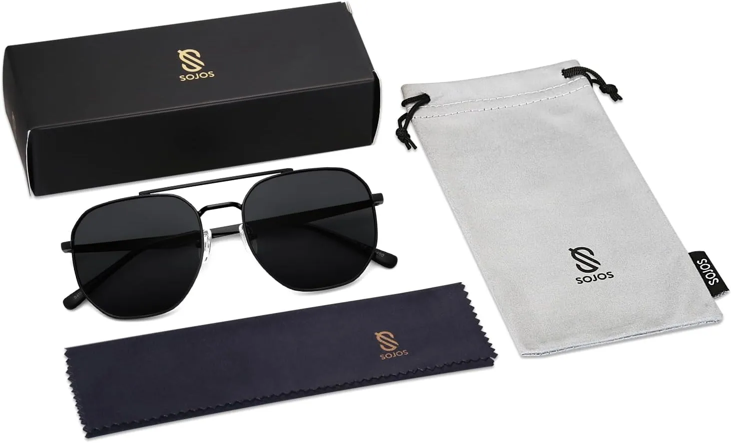 SOJOS Classic Square Aviator Sunglasses for Women Men Retro Hexagon UV400 Protection Shades SJ1222