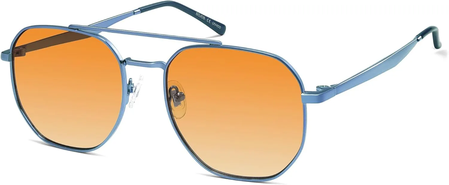 SOJOS Classic Square Aviator Sunglasses for Women Men Retro Hexagon UV400 Protection Shades SJ1222