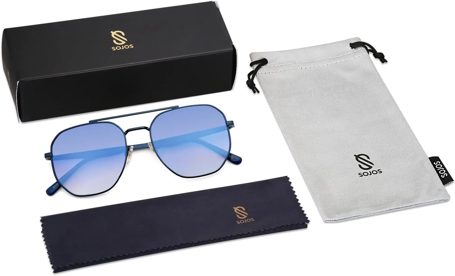 SOJOS Classic Square Aviator Sunglasses for Women Men Retro Hexagon UV400 Protection Shades SJ1222