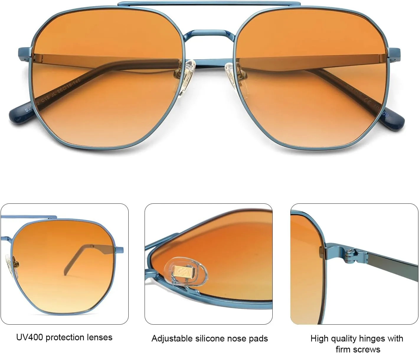 SOJOS Classic Square Aviator Sunglasses for Women Men Retro Hexagon UV400 Protection Shades SJ1222