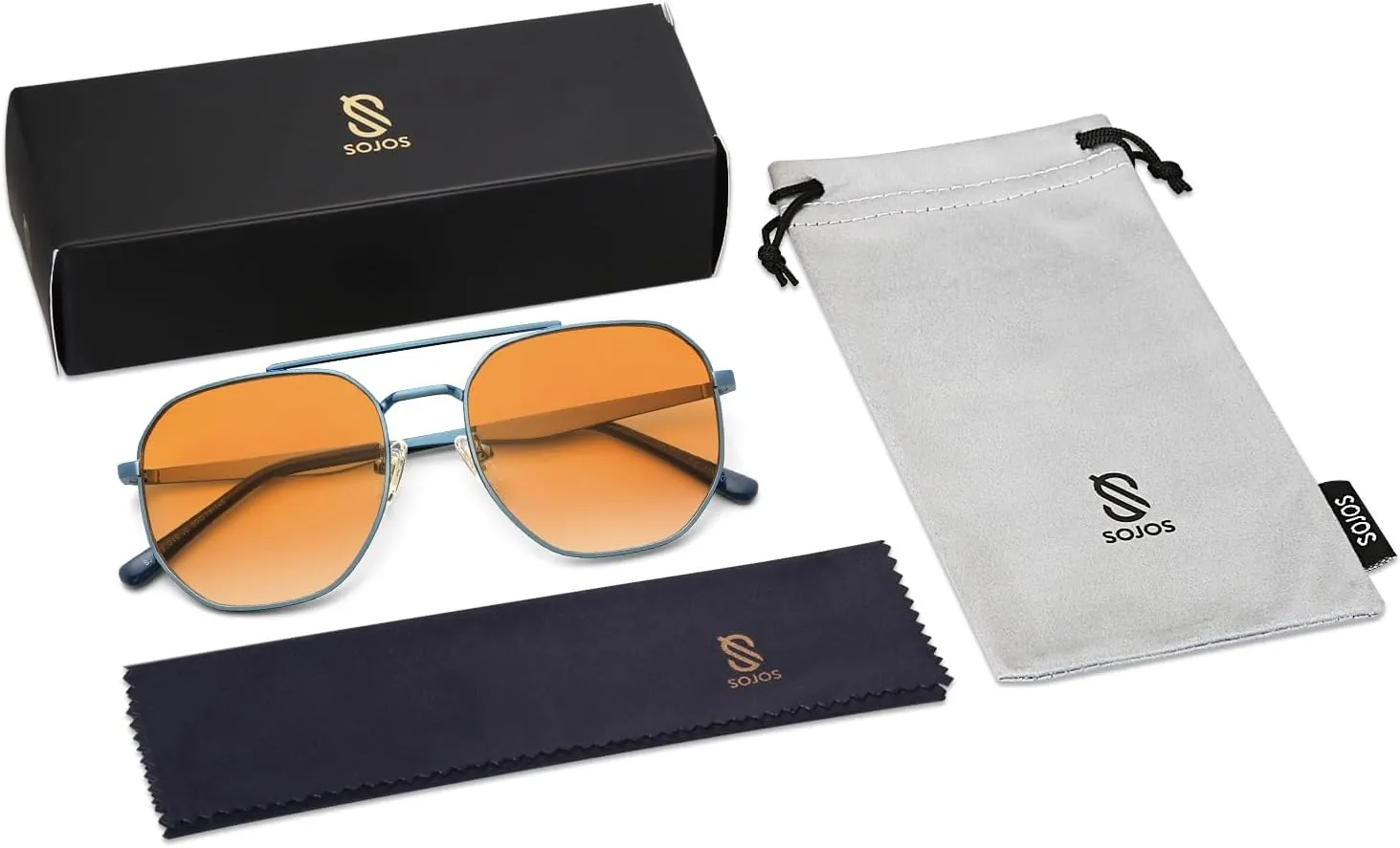 SOJOS Classic Square Aviator Sunglasses for Women Men Retro Hexagon UV400 Protection Shades SJ1222