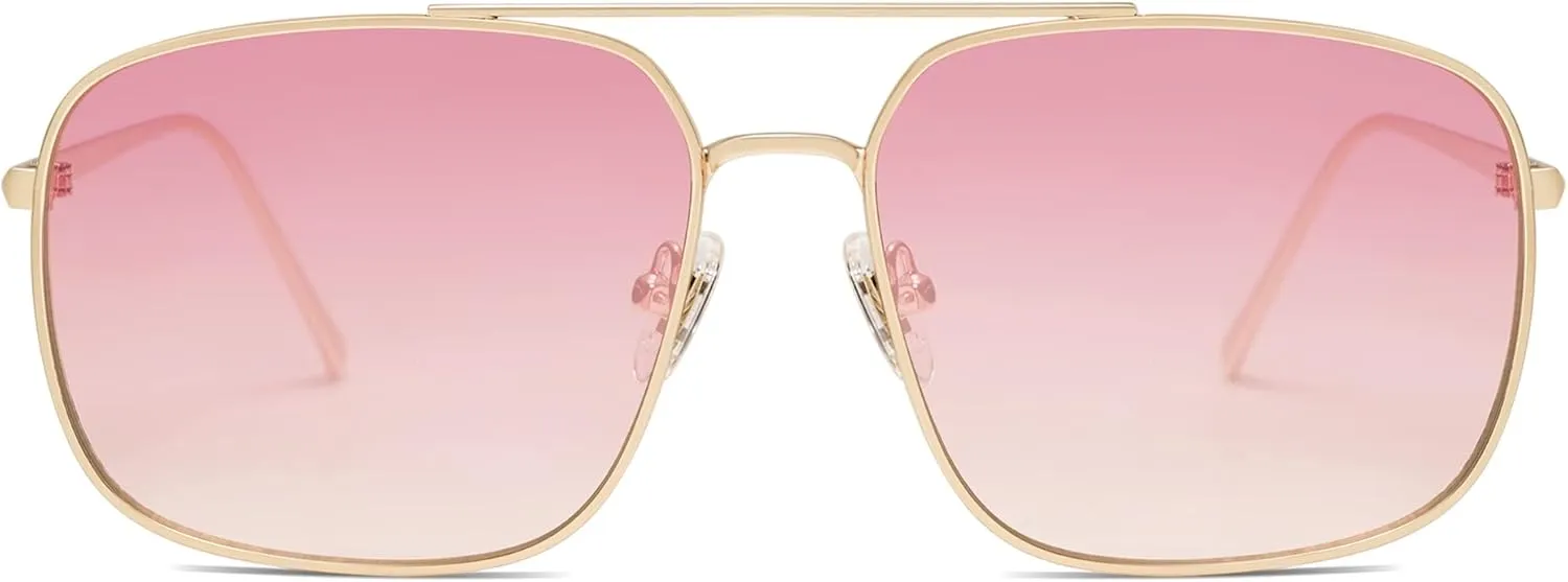 SOJOS Retro Square Aviator Sunglasses Womens Mens Aesthetic Y2k Light Lens Shades SJ1176