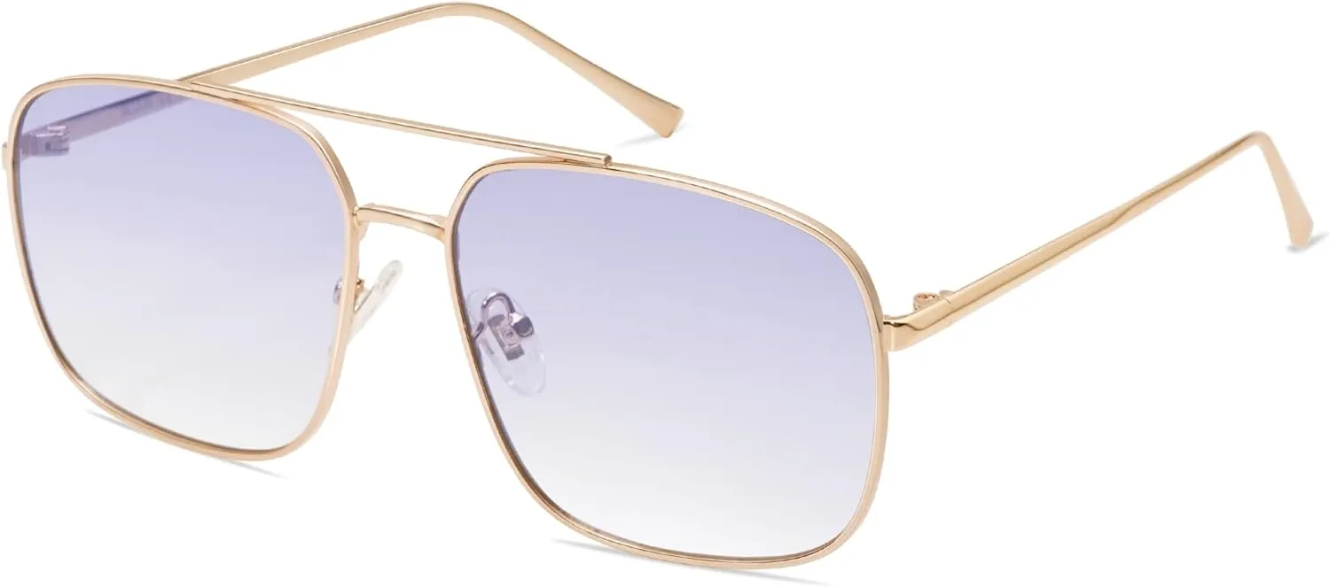 SOJOS Retro Square Aviator Sunglasses Womens Mens Aesthetic Y2k Light Lens Shades SJ1176