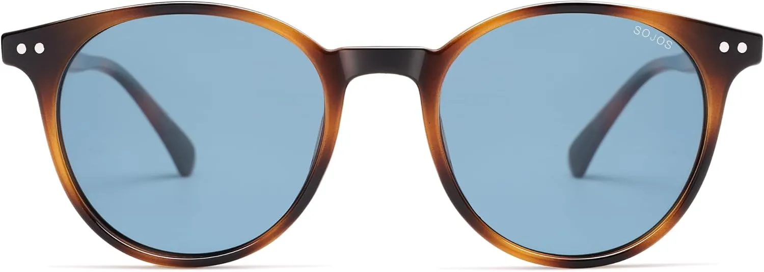 SOJOS Small Round Classic Polarized Sunglasses for Women Men Vintage Style UV400 Lens SJ2113