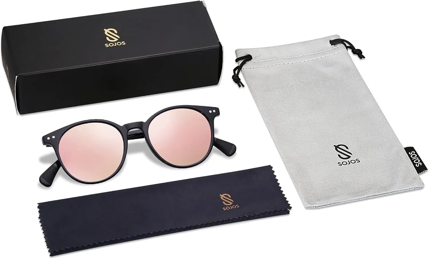 SOJOS Small Round Classic Polarized Sunglasses for Women Men Vintage Style UV400 Lens SJ2113