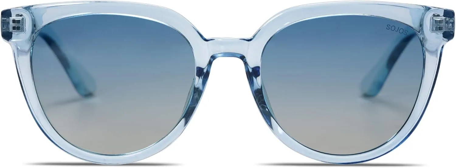 SOJOS Trendy Cat Eye Round Polarized Sunglasses for Women Fashion UV Protection Sunnies Sunglasses SJ2175
