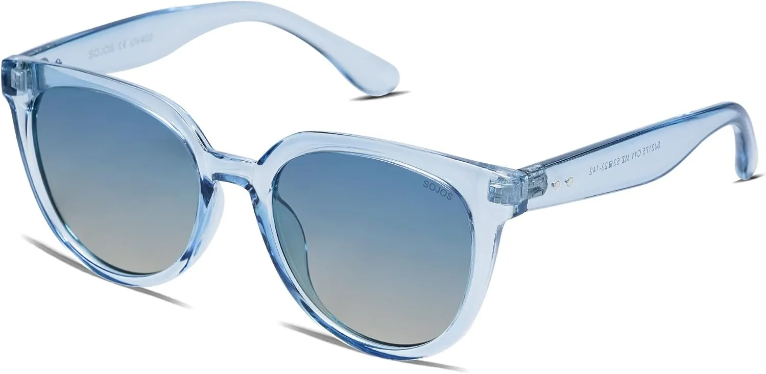 SOJOS Trendy Cat Eye Round Polarized Sunglasses for Women Fashion UV Protection Sunnies Sunglasses SJ2175