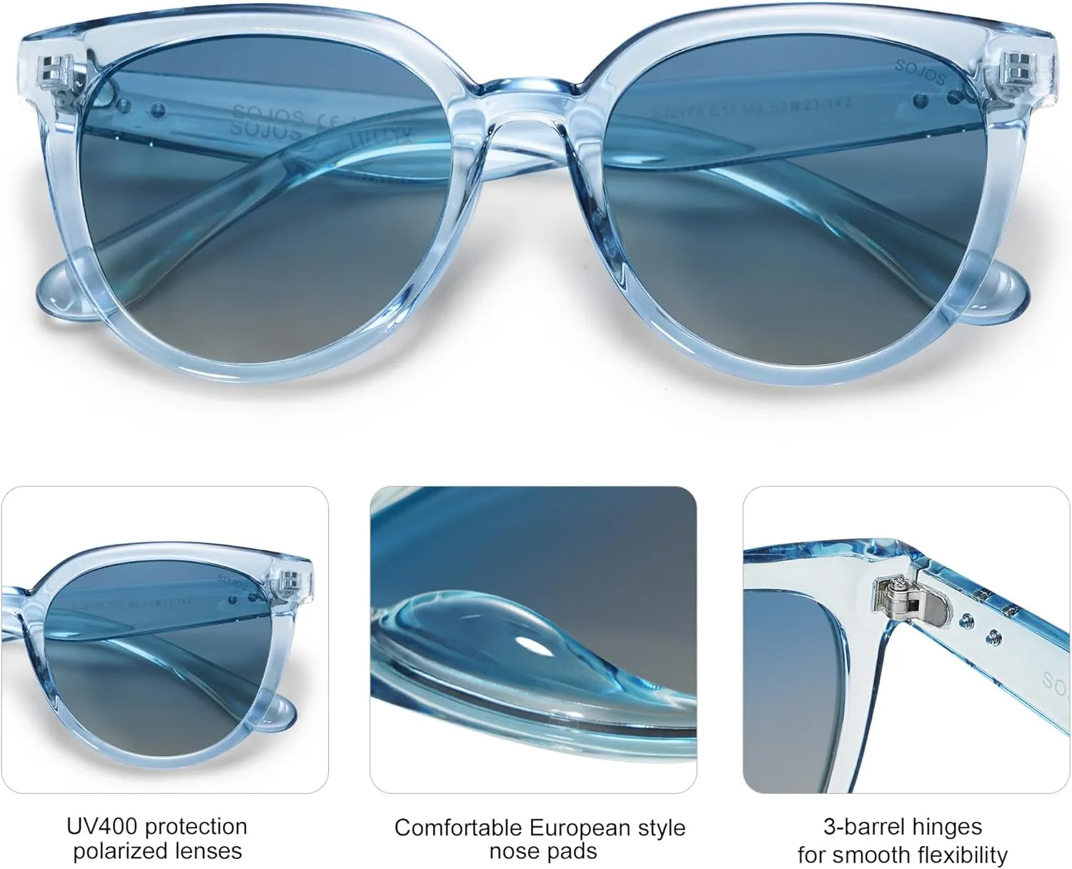 SOJOS Trendy Cat Eye Round Polarized Sunglasses for Women Fashion UV Protection Sunnies Sunglasses SJ2175
