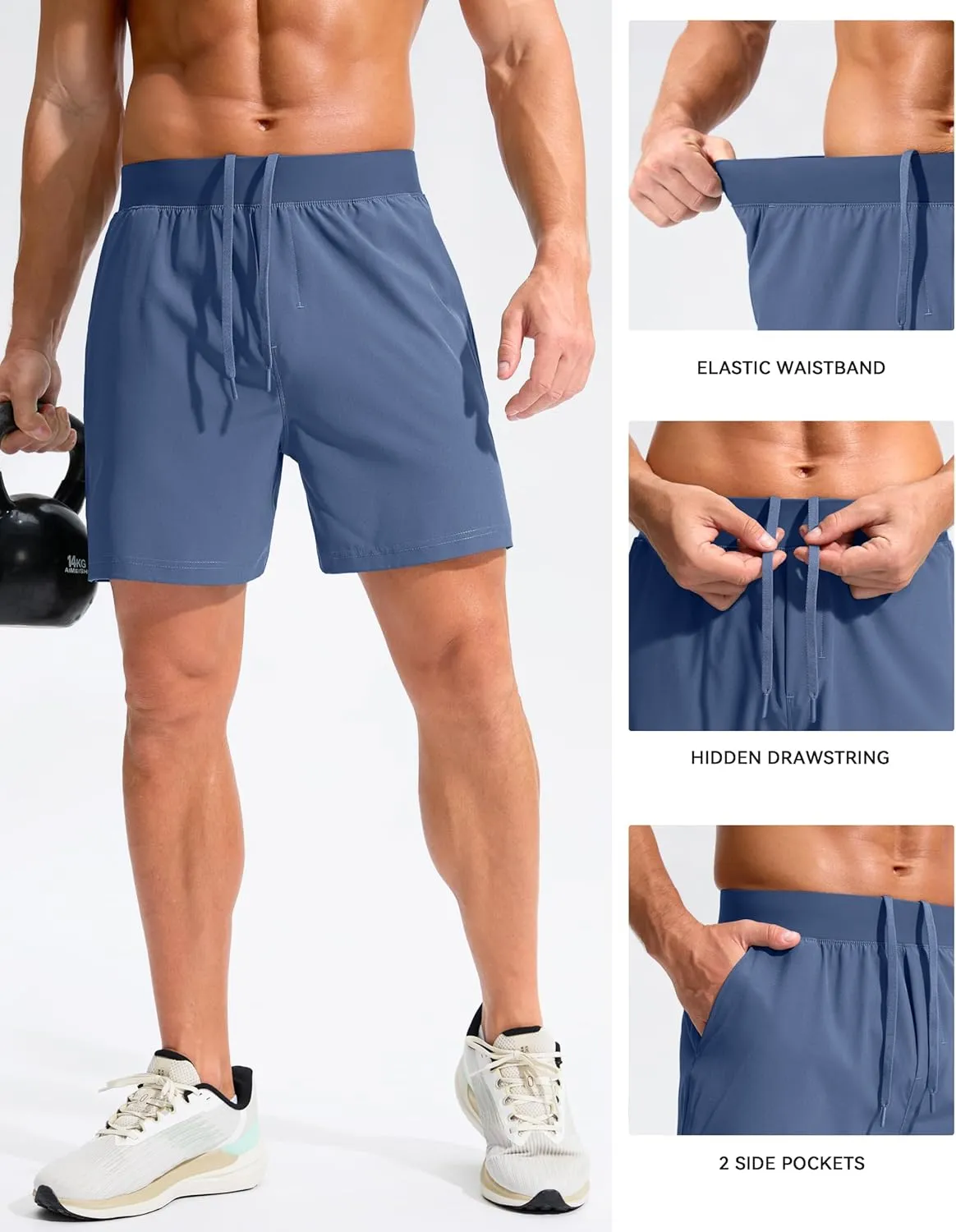 Soothfeel Men's Running Shorts with Zipper Pockets 5 Inch Quick Dry Sports Tennis Shorts Gym Workout Athletic Shorts for Men