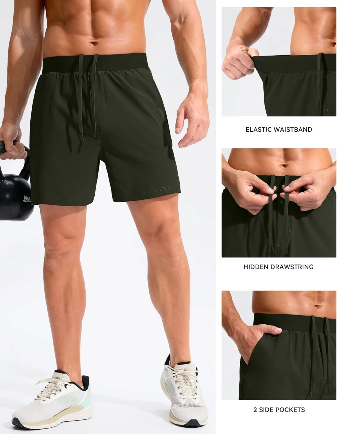 Soothfeel Men's Running Shorts with Zipper Pockets 5 Inch Quick Dry Sports Tennis Shorts Gym Workout Athletic Shorts for Men