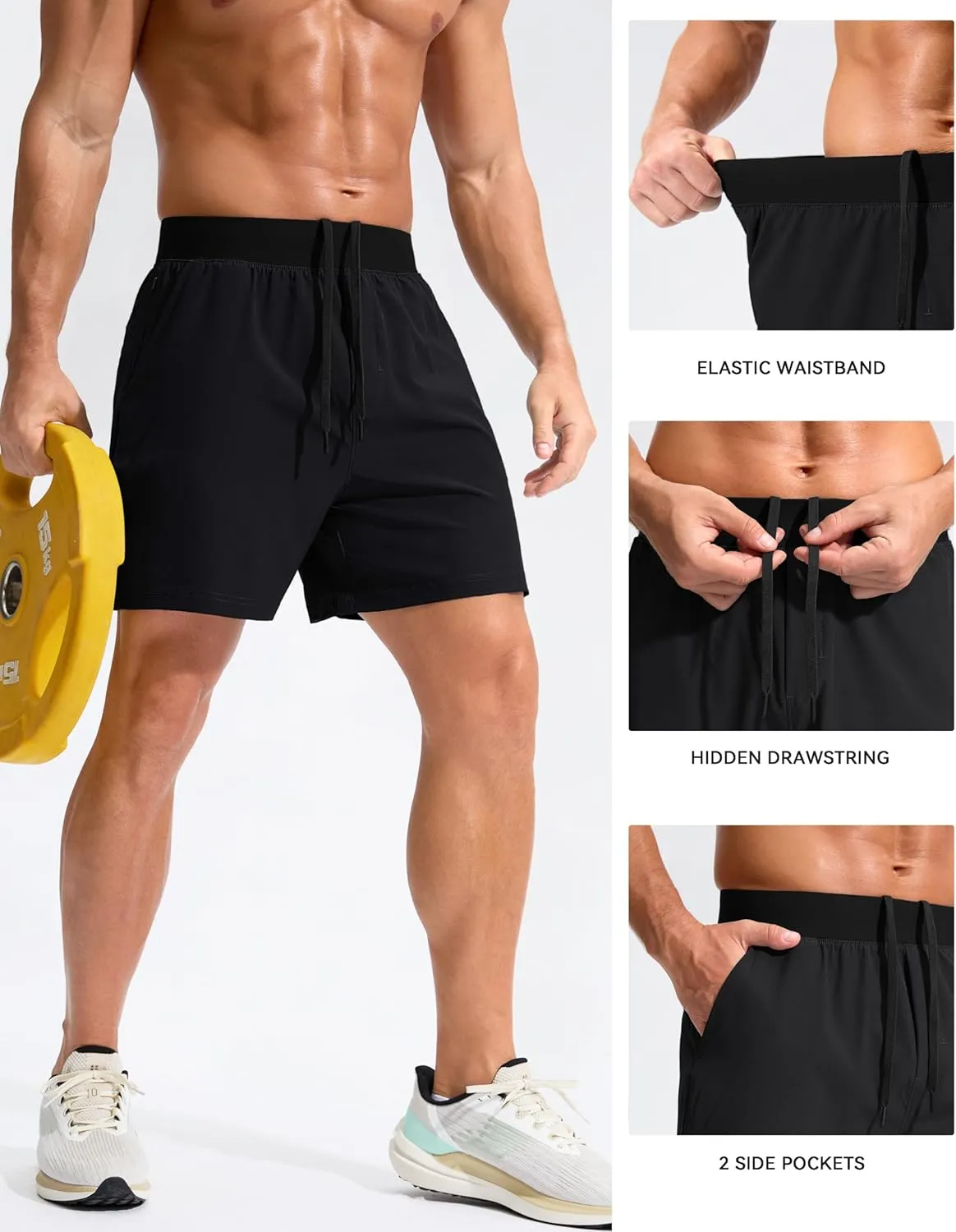 Soothfeel Men's Running Shorts with Zipper Pockets 5 Inch Quick Dry Sports Tennis Shorts Gym Workout Athletic Shorts for Men