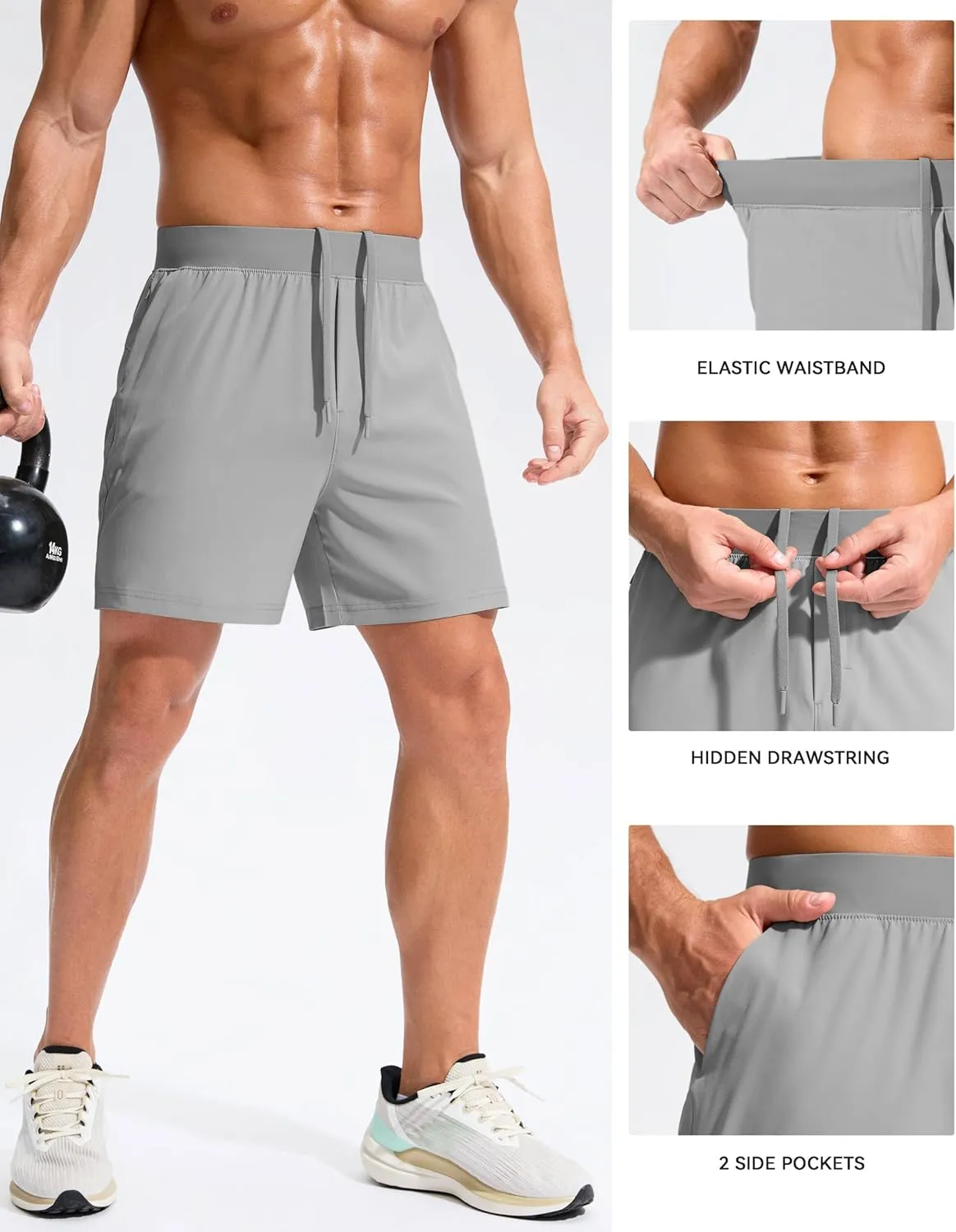 Soothfeel Men's Running Shorts with Zipper Pockets 5 Inch Quick Dry Sports Tennis Shorts Gym Workout Athletic Shorts for Men