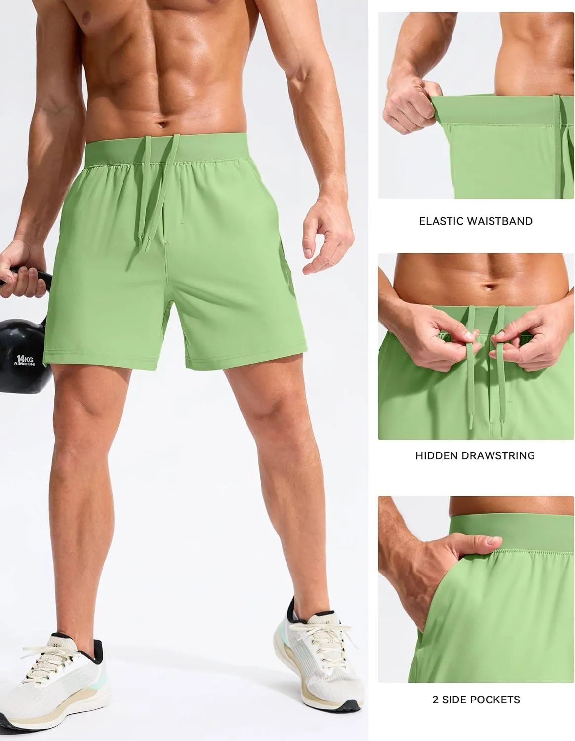 Soothfeel Men's Running Shorts with Zipper Pockets 5 Inch Quick Dry Sports Tennis Shorts Gym Workout Athletic Shorts for Men