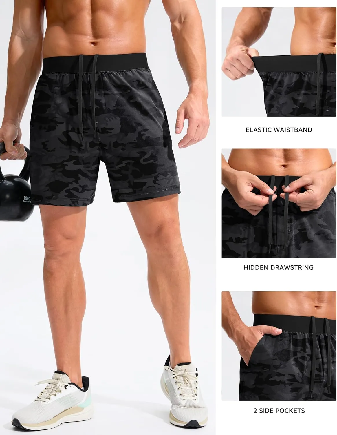 Soothfeel Men's Running Shorts with Zipper Pockets 5 Inch Quick Dry Sports Tennis Shorts Gym Workout Athletic Shorts for Men